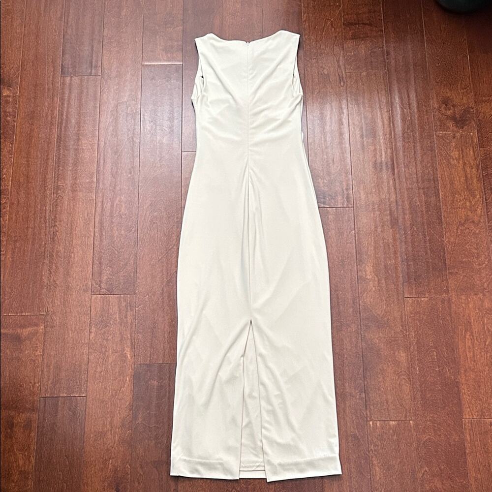 Zara Cream Midi Cutout Dress, Silver Metal Conch Shell Detailing, Size Small - Picture 8 of 15